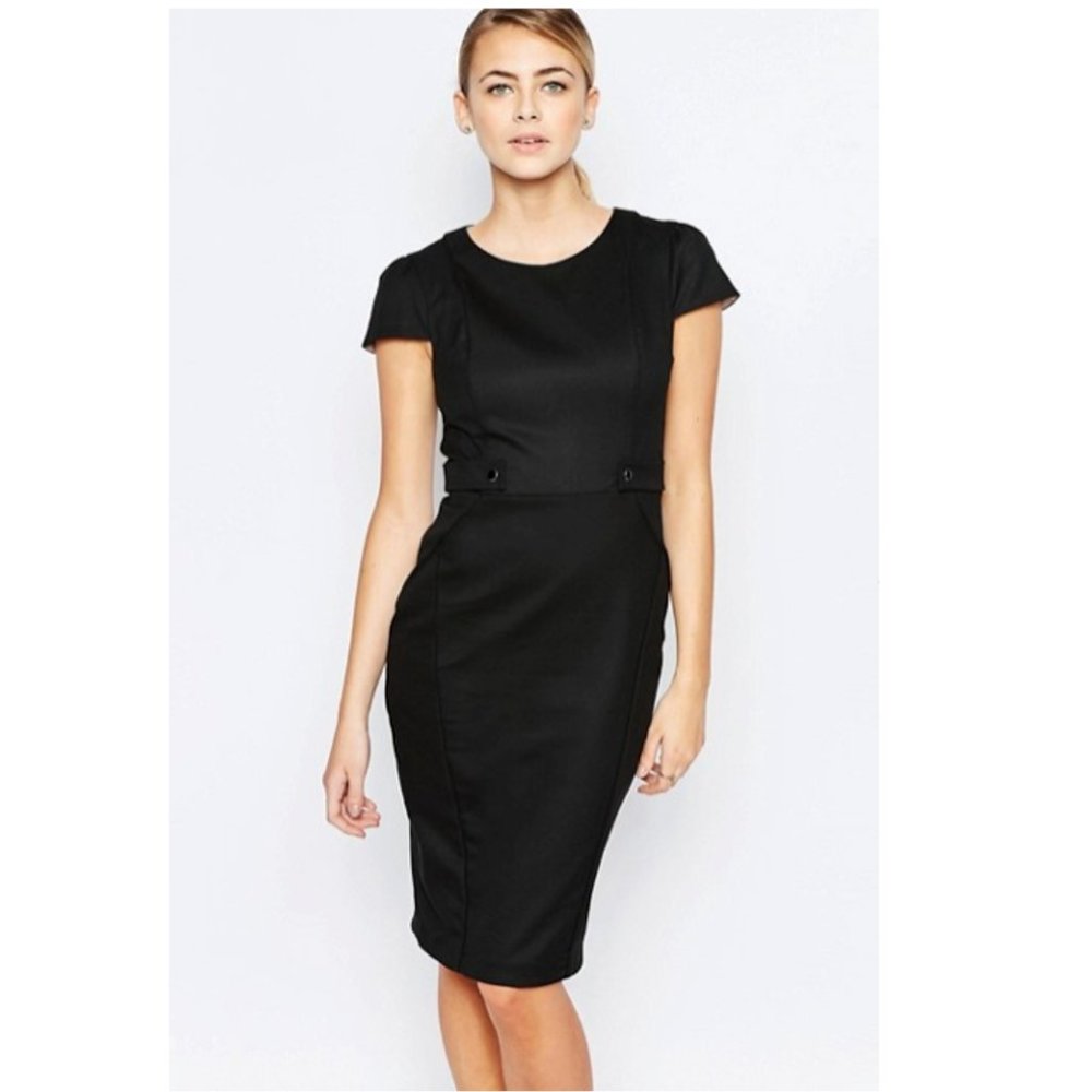 Button Detail Cap Sleeve Pencil Dress NWOT